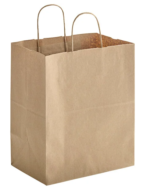 Bistro kraft paper shopping bag 100gsm 11.81"x7.09x11.81 - 250each