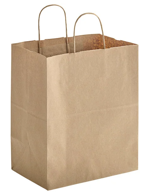 Bistro kraft paper shopping bag 100gsm 11.81"x7.09x11.81 - box van 250 each