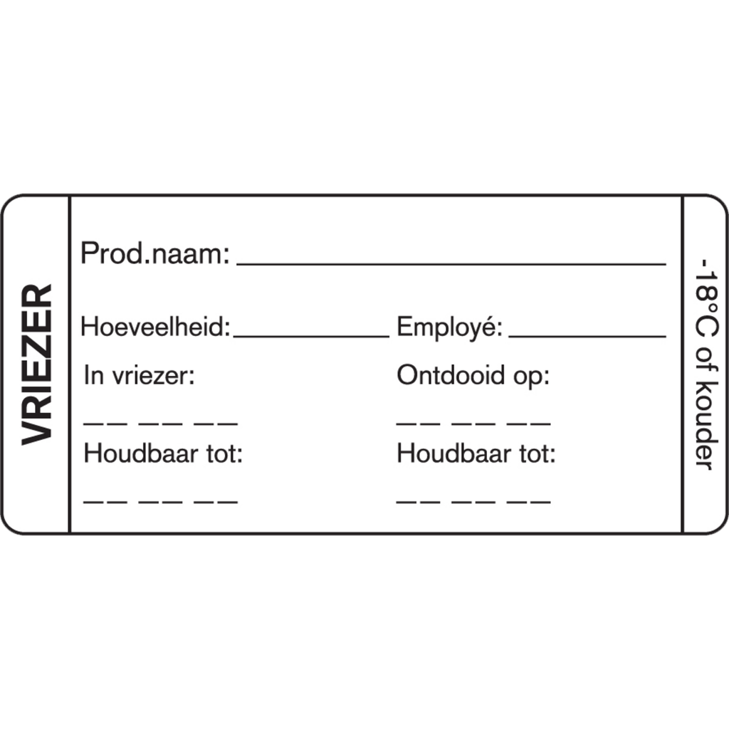 HACCP LABEL FS VRIEZER 35X75MM MET DIEPVRIESBELIJMING..Rol 500 stuks..Kast Ed..