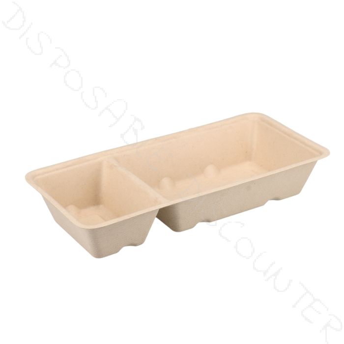 A9+1 Bakje (A22) Bio Sugarcane Bagasse Snack Tray - 600 pcs (Bx=12x50st)