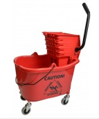 Mop Bucket With Side Press Wringer Combo 35 Quart Red Janico