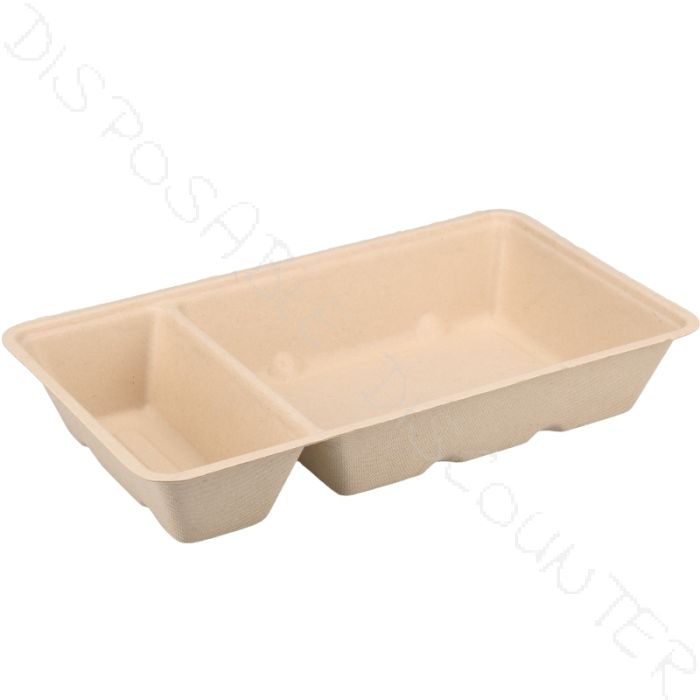 A14 + 1 Bakje..Bio Sugarcane Bagasse Snack Tray - 600 pcs (Bx=12x50st) 