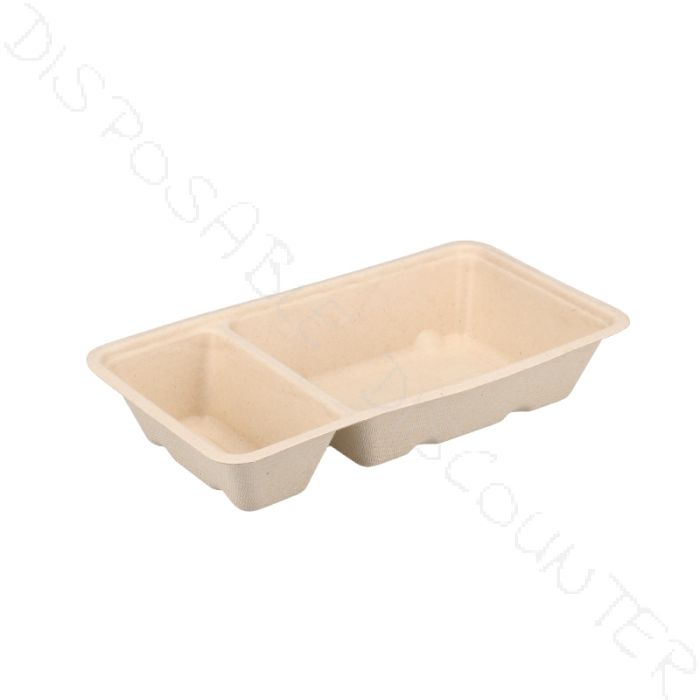 A7 +1 Bakje (A23)..Bio Sugarcane Bagasse Snack Tray - 800 pcs (Bx=16x50st) 
