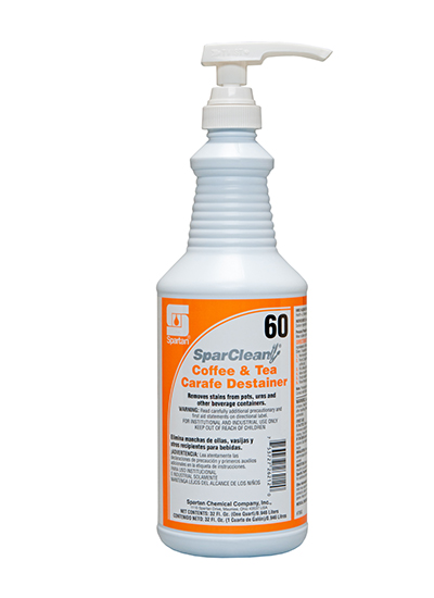 SparClean Coffee & Tea Carafe Destainer.  Removes coffee, tea, and other tough stains from beverage serving equipment (Cs=12Qt)