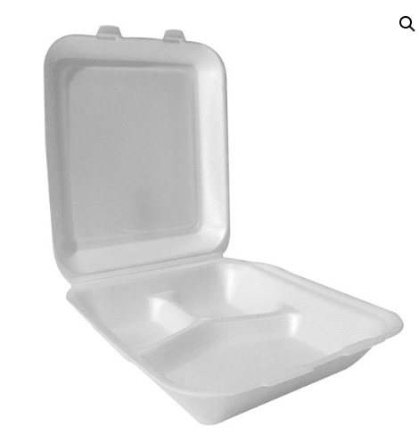Plastifar Foam Tray 7x7 with 3-Comp Pack of 50 (cs=4x50)