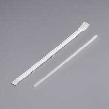 7-3/4 White Wrap Clear Straw - (Bx=24x300st) 