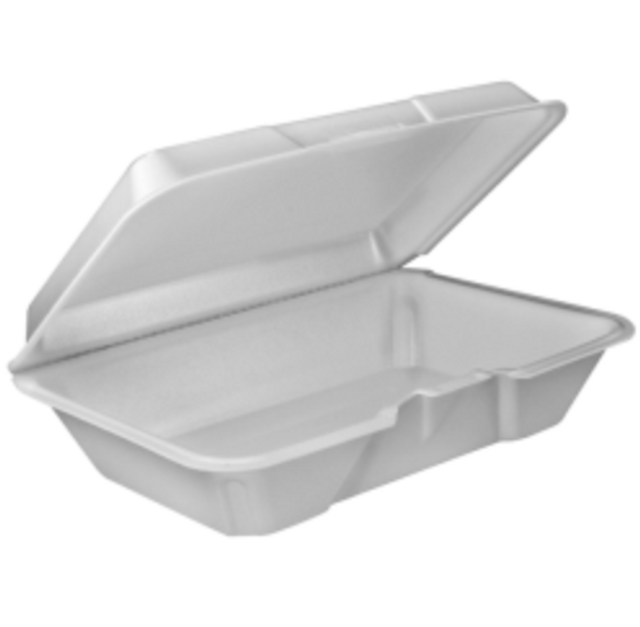 Plastifar Hinged Lid 1-Comp 9x6" FOAM Container 2/100