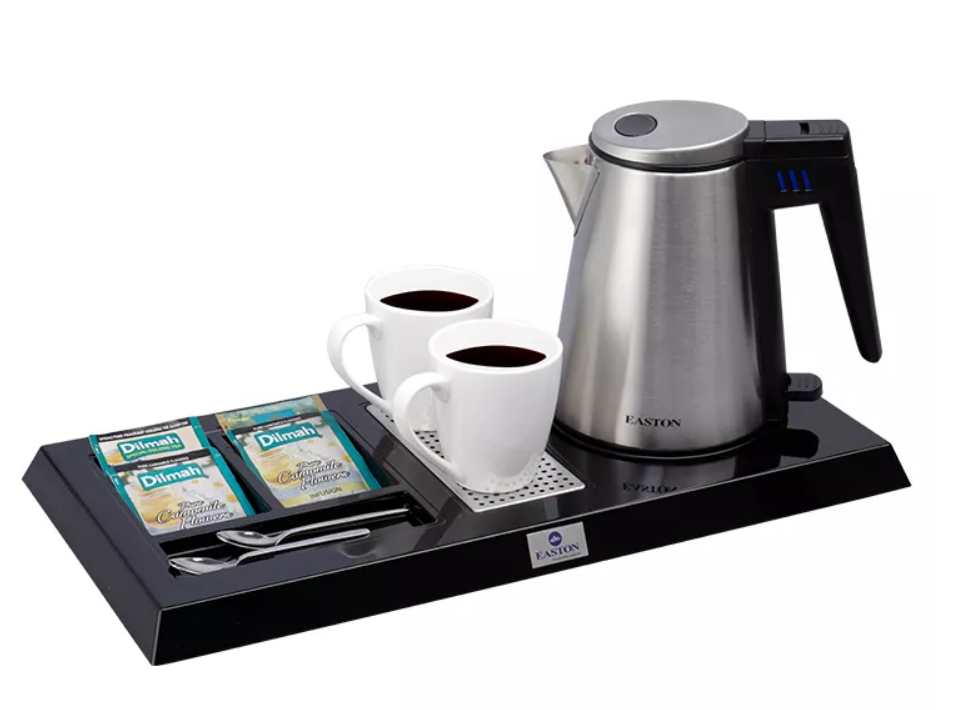 Black ABS tray with shiny finish - One tray plus one kettle