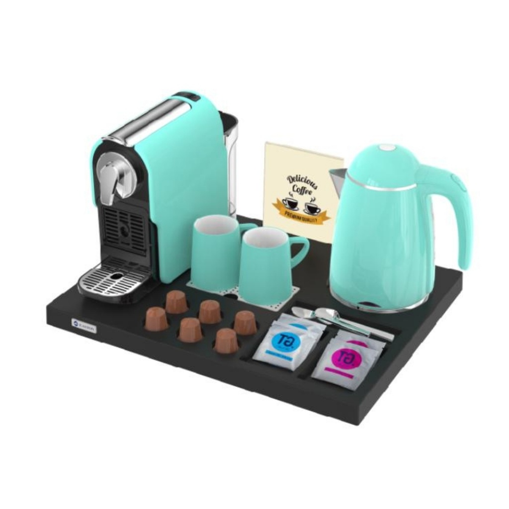 Coffee machine - electric kettle - tray to be a set - Tiffany blue