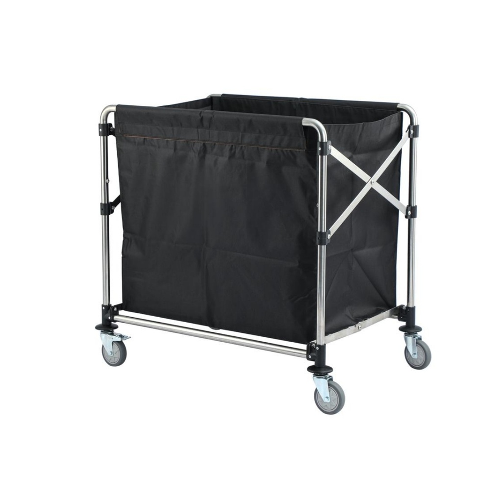 Linen trolley - Stainless steel tubular frame with mirror finish