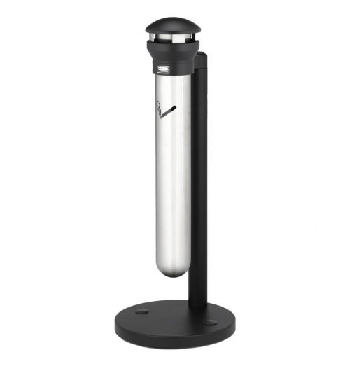 Rubbermaid Infinity standing ashtray, stainless steel/black