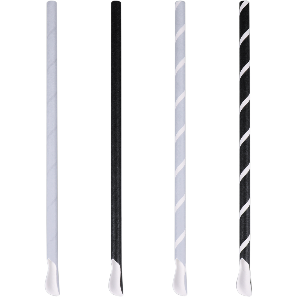 Biodore® Straw, spoon straw, Kraft paper, 230mm, natural pack 100st (bx=12x100st)