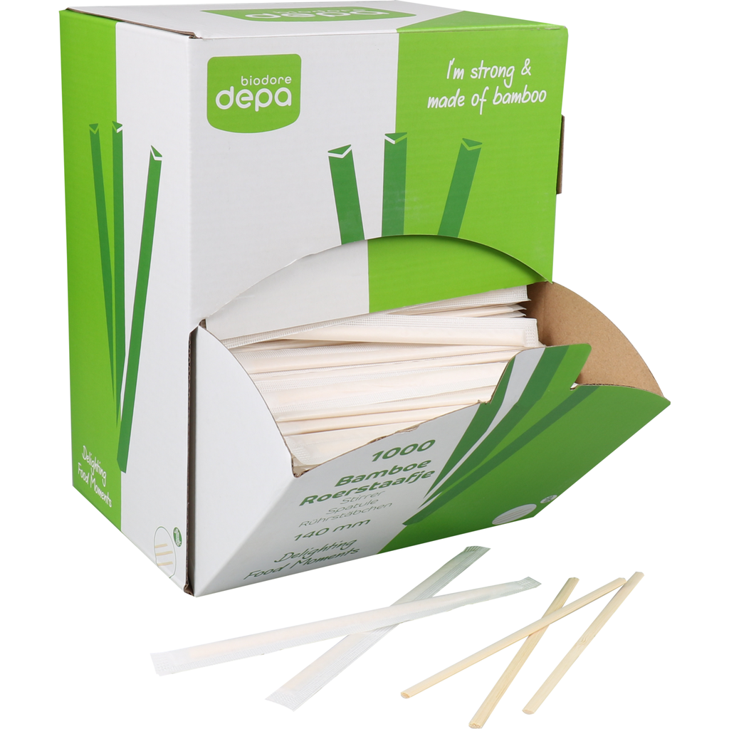 Biodore stirrer BAMBOO 140mm 1000st  (bx=10x1000st)