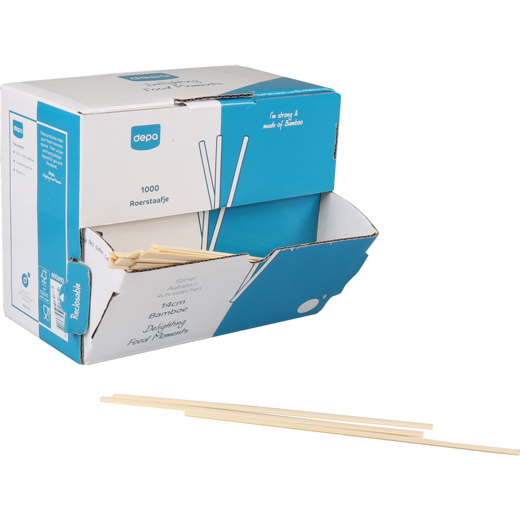 Biodore® stirrer, Bamboo, 140mm- (Bx=10x1000st)