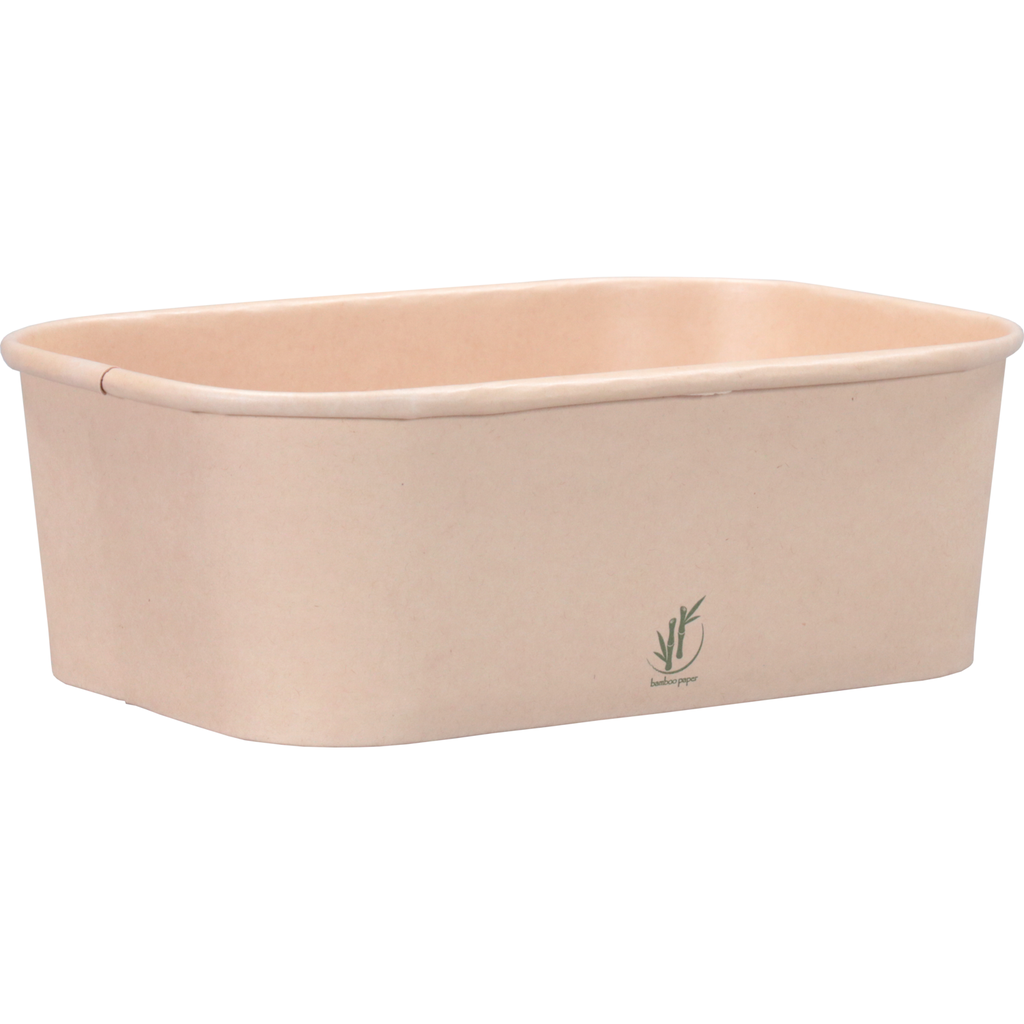 Container, Bamboo paper/PP, 1000ml,150x100x78mm/ 25 Pcs