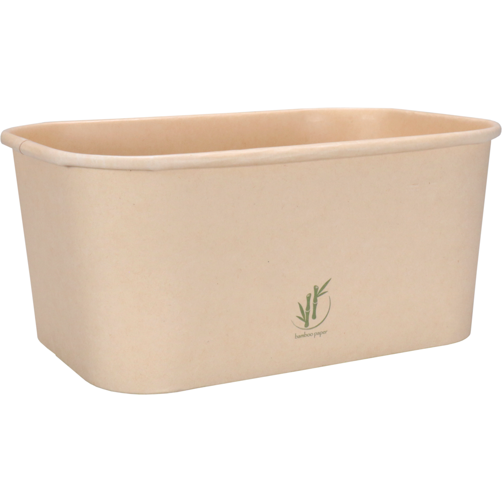 Container, Bamboo paper/PP, 1000ml,150x100x78mm - 300 pcs (Bx=12x25st)