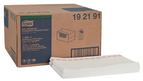 Tork Odor Resistant Foodservice Cleaning Cloth White Self Dispensing 150 towels