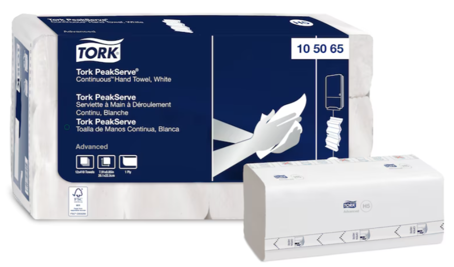 Tork PeakServe® Continuous™ Hand Towel White H5 (Bx=12 each)