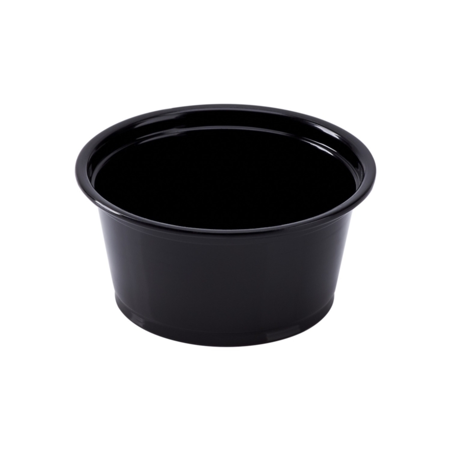 2oz PP Portion Souffle Cups & Lids BLACK - 2500 pcs (Bx=25x100st)