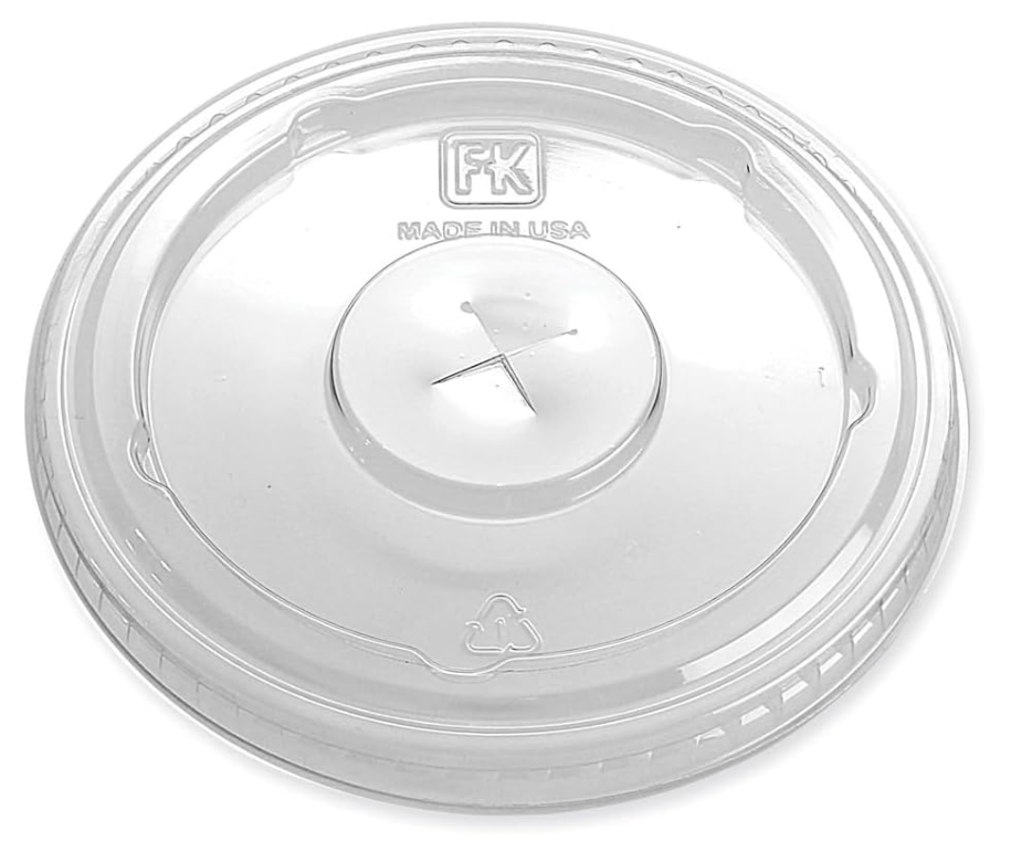 Fabrikal Clear, Flat, X-Slot Lid for 12 and 16oz Smoothie 