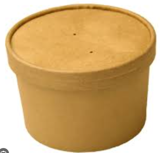 Soup Container (soepbeker) - Kraft + PE coating 500ML/16oz - 115x92x64 - DIA 115 (Lid SBD-DIA115) 500 pcs (Bx=10x50 st)