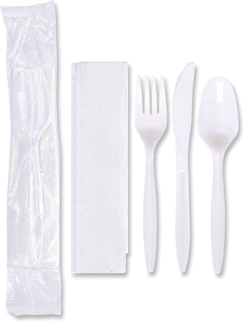 Fork/Knife/Spoon & Napkin White 