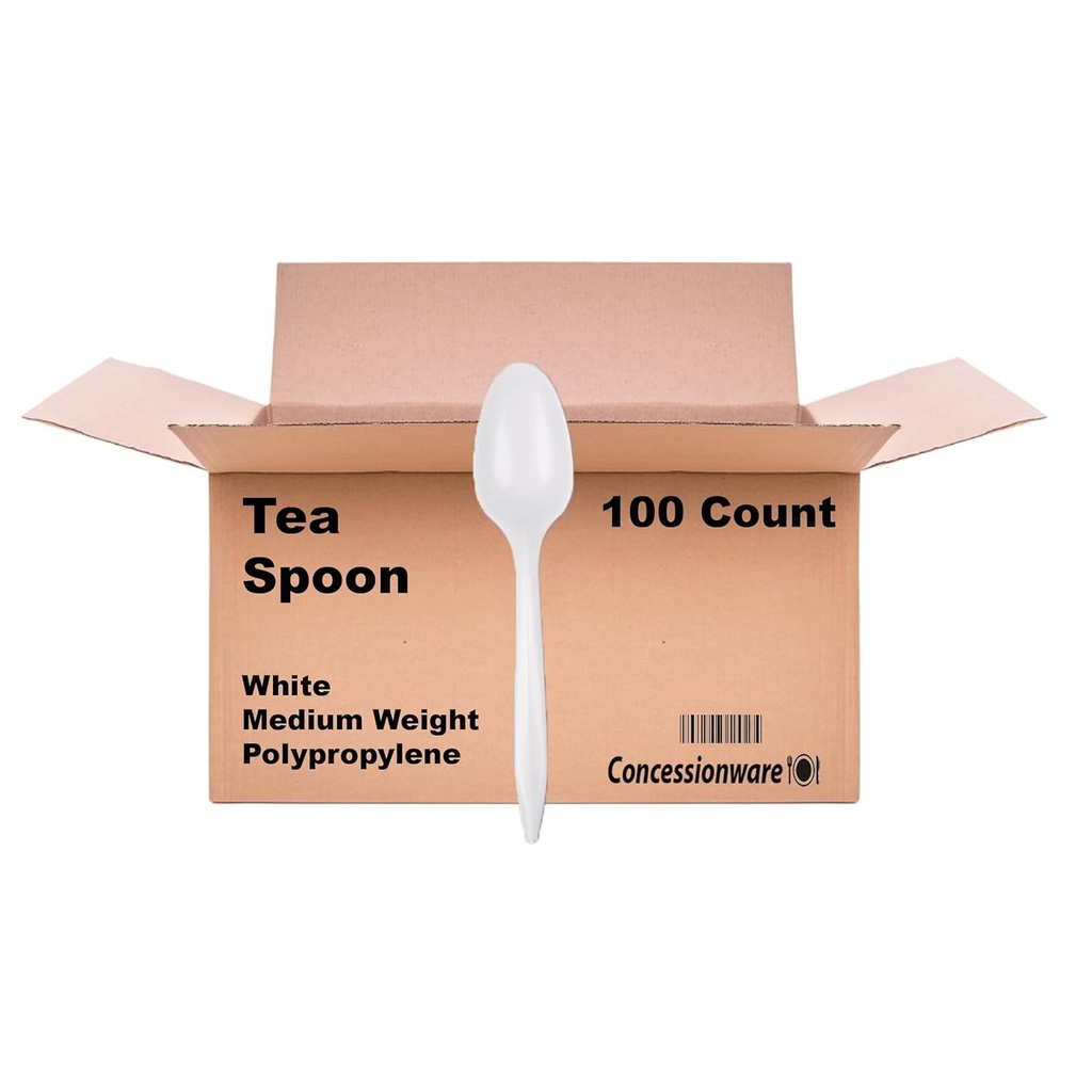 Plastic TeaSpoon White - 100each (Bx=10Pack)