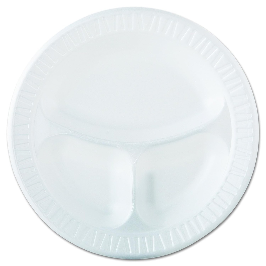 Foam Plate 10.25" 3 compt White