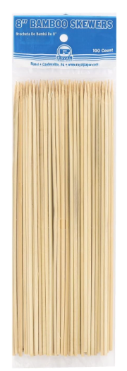 8" Bambo Sate skewers Cs=16pack of 100 each (1600 each)