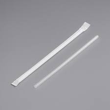 7-3/4 White Wrap Clear Straw  - 300each