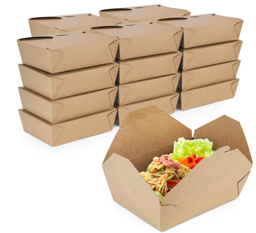 Take-Away Box - Container #3, .. Asian Meal Container - 337+18g PE coating - KRAFT..Top: 21.8×15.8; Bot: 19.8×14; Height: 6.4..1bx/4x50pcs