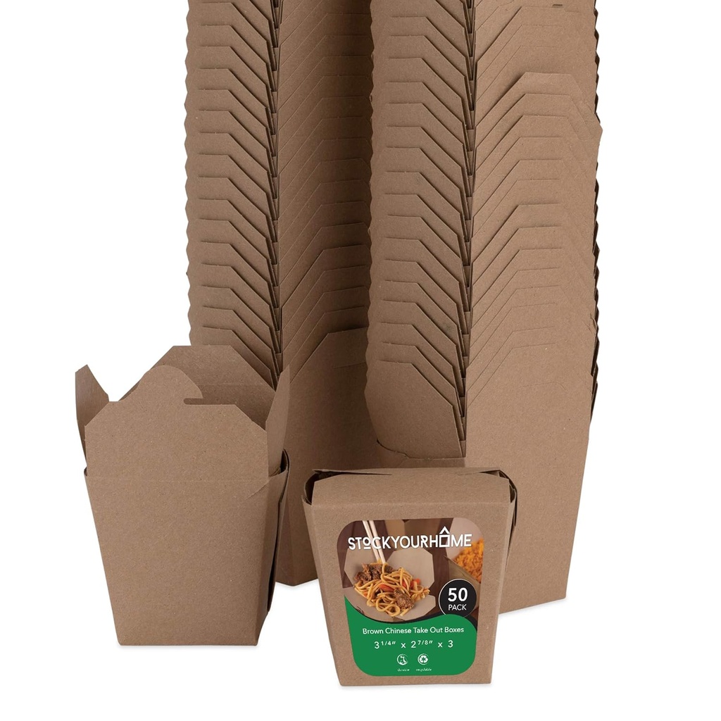 Take-Away Box Container #4, 7 3/4" x 5 1/2" x 3 1/2.1bx/4x50pcs Folded Paper