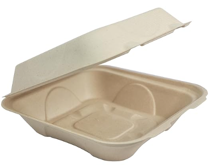 9x9 Bagasse Hinged Container 