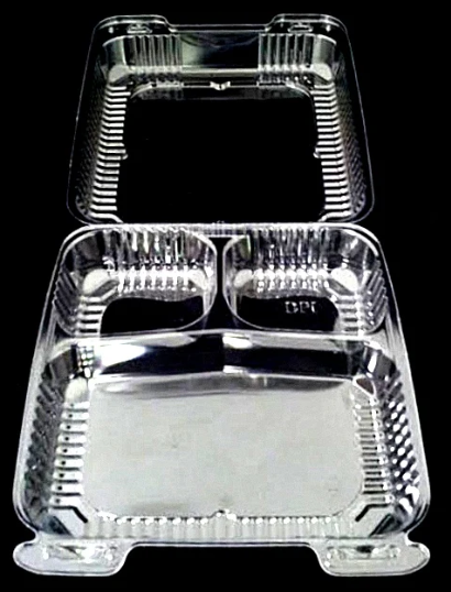 Clear Hinged Tray 9" -3-comp #YCI8-1113