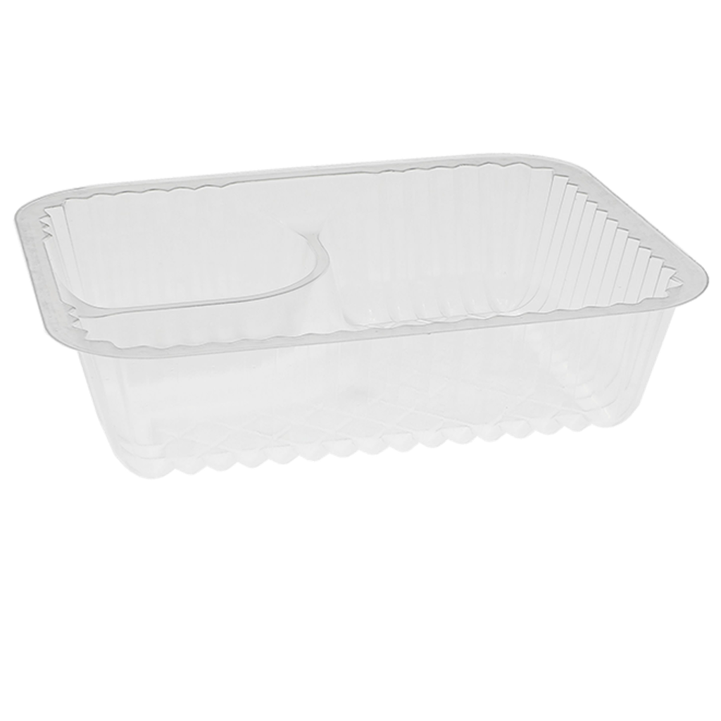 Pactiv ClearView® Small 2-Compartment Nacho Tray    20 oz. 6 1/2" x 5" x 1 3/4"