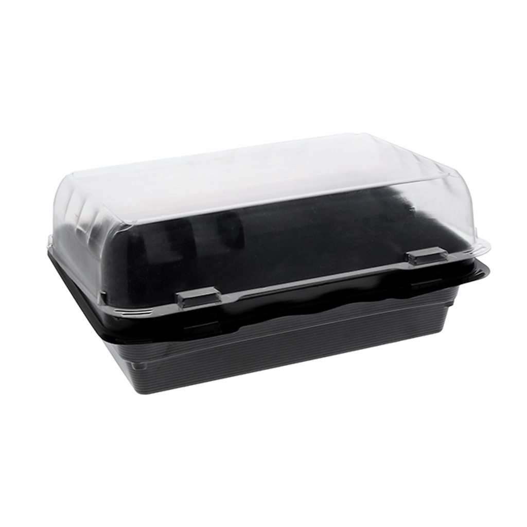 Medium Snack Box 200 st  DEEP Black Base - Hinged Clear Lid PACTIV