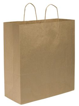 Cargo Shopping Bag Large, Kraft Recycled Paper, 18"x7"x81/18" 200 pcs with handle