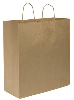 Cargo Shopping Bag Large, Kraft Recycled  Paper, 18"x7"x18.75" 200 pcs