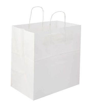 Cargo Shopping Bag Large, White Paper, 18"x7"x18.75" box of 200 pcs