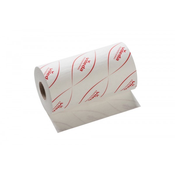 Vileda Micronsolo roll Reininginsdoek wit/rood disposable