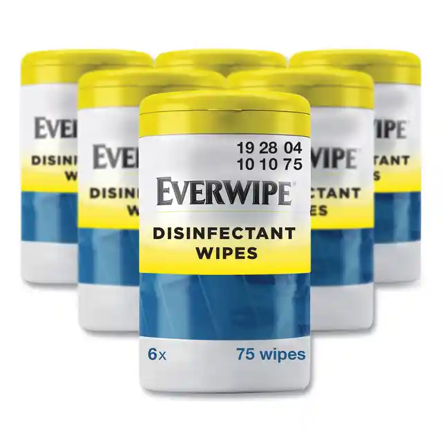 EVERWIPE® Disinfectant Wet Wipe Canister White . Kills SARS-CoV-2 (101075)..1box =6x75wipes