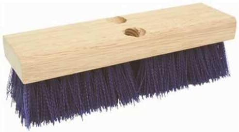 10" Deck Scrub Brush Blue/Wood Medium Hard