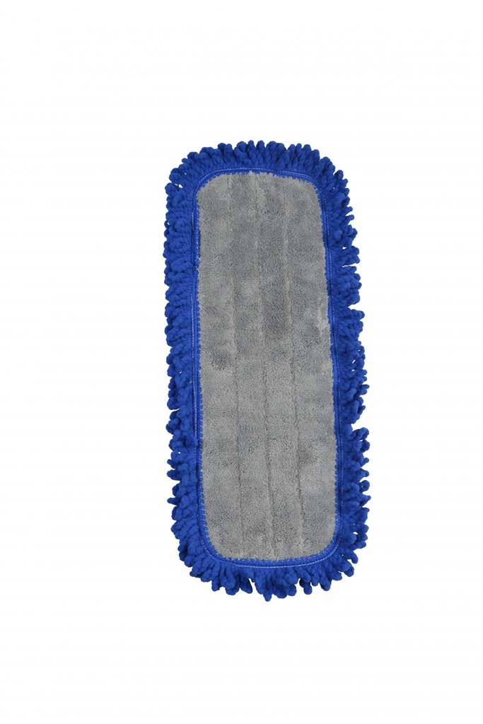 Janico 18" Microfiber fringed dry mop Blue pads with velcro backing 