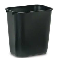 Rubbermaid BLACK Open Top Rectangular Wastebasket 28QT (32liter / 7gallon) - fits trashbag 10gln