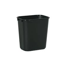 Deskside Plastic Wastebasket, Rectangular, 3.5 gal / 13QT, Black