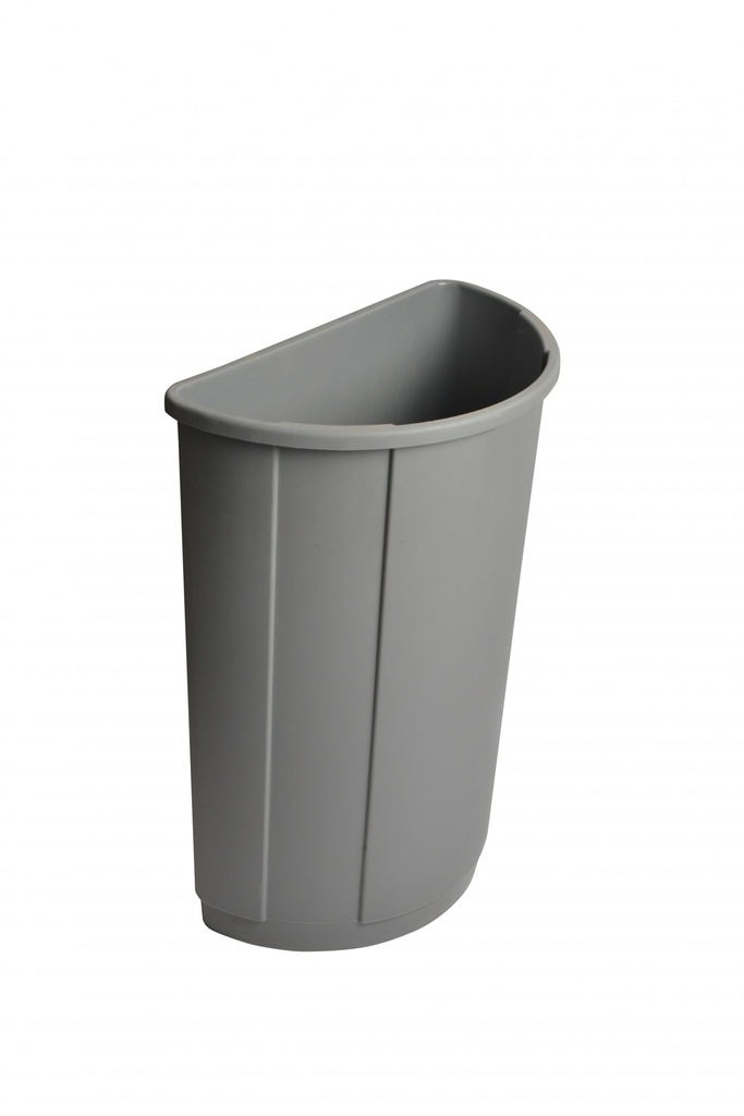 Half Round Rectangular Garbage Can 23  gal GREY