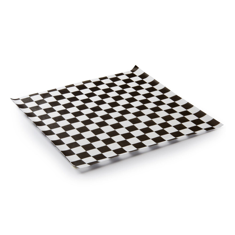 Paper Sandwich Wraps Dry Wax Black Check 12x12"  1000st/pk