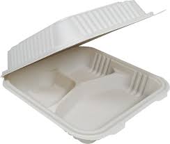 Bioware 8x8 Cornstarch Clamshells with 3/compartments ..1bx/ 2packages of 100each