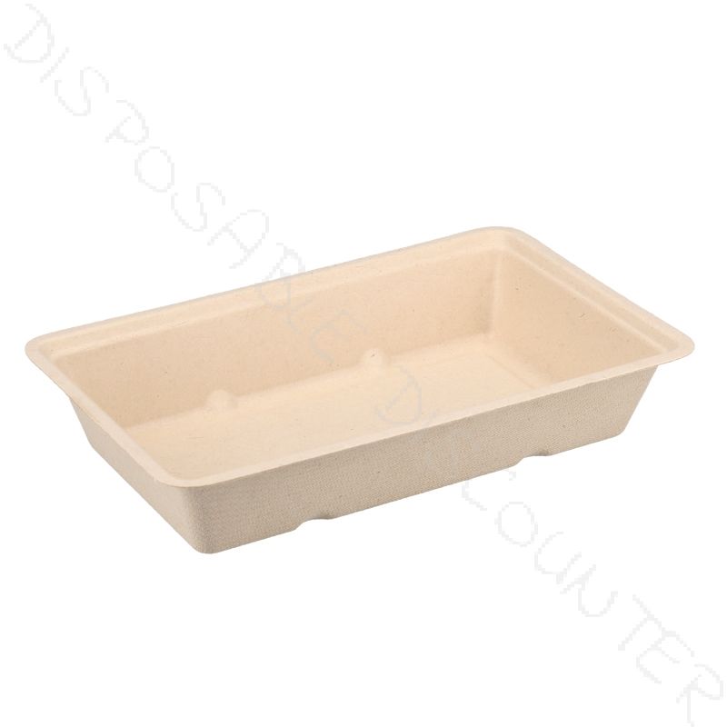 A14 Bakje..Bio Sugarcane Bagasse Snack ..Tray ..1bx = 12x50pcs