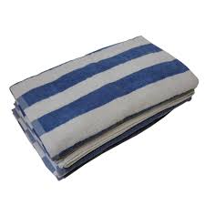 Bath Towel Terry Cotton Island Stripe SUP 15lbs/dz 30x70" White with Pacific Blue stripe 2dz/ctn